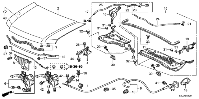 2014 Honda Ridgeline 4 Door RTL-S (SPECIAL EDITION) KA 5AT Engine Hood Diagram