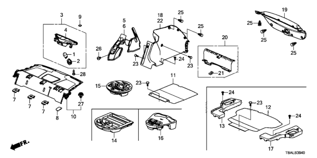 2020 Honda Civic Rear Tray - Trunk Lining Diagram