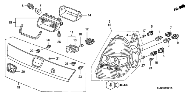 2008 Honda Fit Garnish Assembly, Rear License (Sherbet Blue Metallic) Diagram for 74890-SAA-013YK