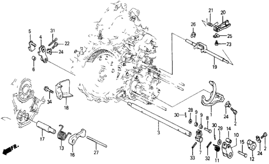 1985 Honda Civic 5 Door DX KA 3AT 3AT Control Lever Diagram