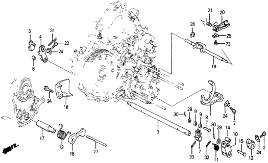 1985 Honda Civic 3AT Control Lever Diagram