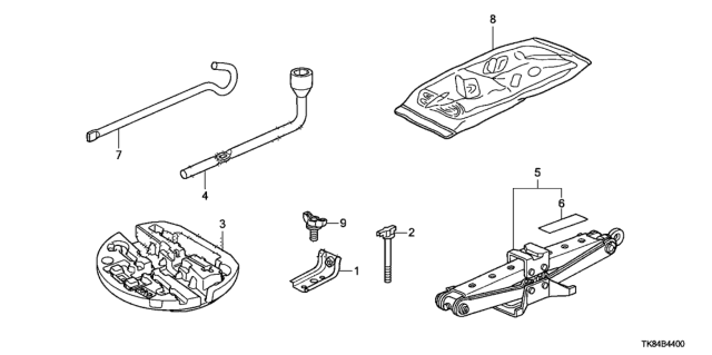 2012 Honda Odyssey 5 Door LX KA 5AT Tools - Jack Diagram