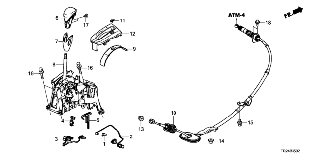 2015 Honda Civic 4 Door MX (HYBRID NV LE HS) KA CVT Select Lever Diagram