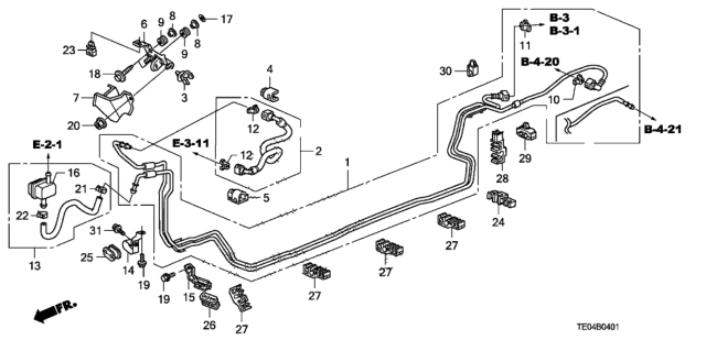 2011 Honda Accord Fuel Pipe (V6) Diagram