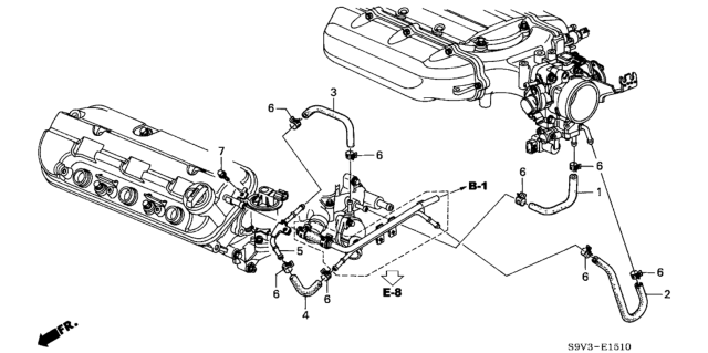 2004 Honda Pilot Pipe J, Breather Diagram for 19535-PGK-A00