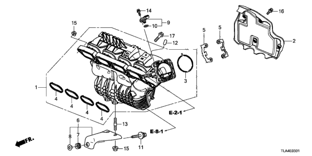 2017 Honda CR-V Pkg A, Int Mnfld Diagram for 17115-5A2-A01