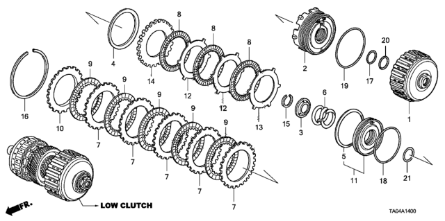 2011 Honda Accord 4 Door EX-V6 KA 5AT AT Clutch (Low) (V6) Diagram