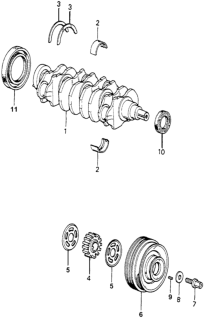 1982 Honda Accord Pulley, Crankshaft Diagram for 38921-PC1-950