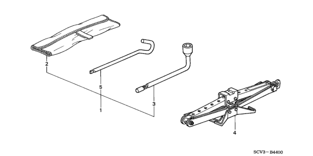 2003 Honda Element Jack Assy., Pantograph Diagram for 89310-S3V-A01