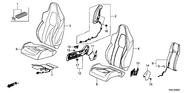 2020 Honda Civic Front Seat (Passenger Side) Diagram