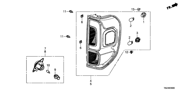 2019 Honda Ridgeline Taillight - License Light Diagram