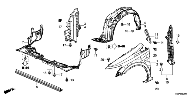 2013 Honda Civic Front Fenders Diagram