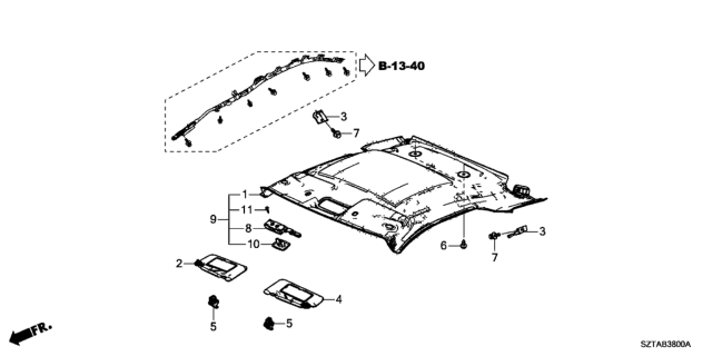 2013 Honda CR-Z Lining Assy., Roof *NH361L* (GRAY) Diagram for 83200-SZT-A21ZA