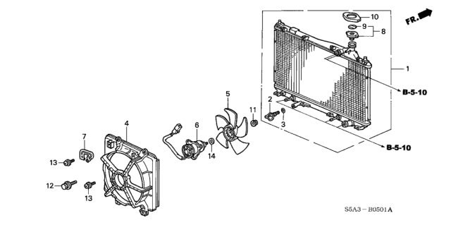 2001 Honda Civic 4 Door EX KA 5MT Radiator (Toyo) Diagram
