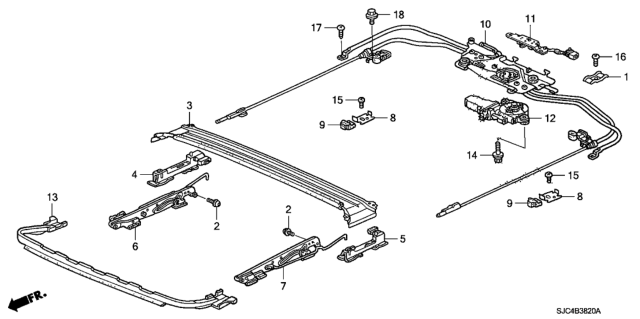 2008 Honda Ridgeline Roof Slide Components Diagram