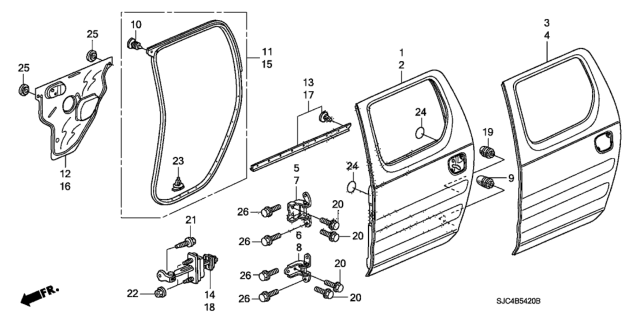 2009 Honda Ridgeline Rear Door Panels Diagram