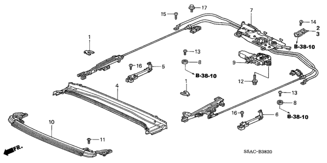 2005 Honda Civic Roof Slide Components Diagram