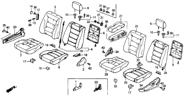 1993 Honda Accord 2 Door LX KA 5MT Front Seat Diagram