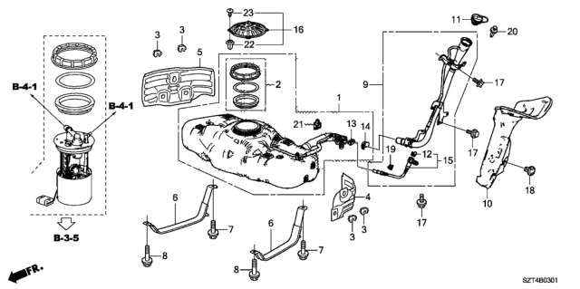 2012 Honda CR-Z Fuel Tank Diagram