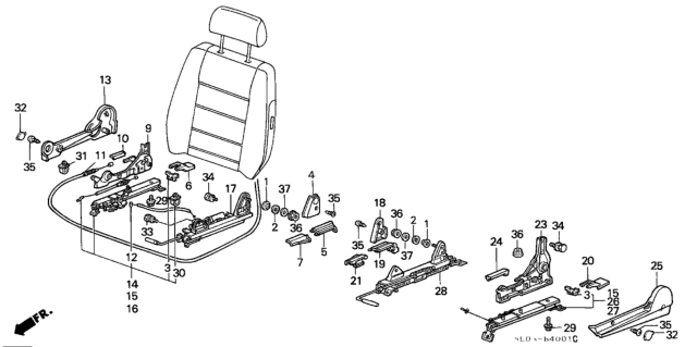 1986 Honda Accord Front Seat Components Diagram