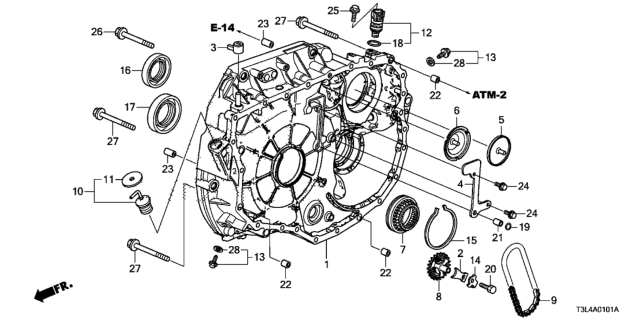 2016 Honda Accord AT Torque Converter Case (CVT) Diagram
