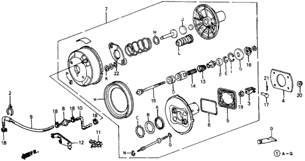 1986 Honda CRX 2 Door HF KL 5MT Vacuum Booster Diagram