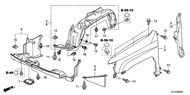 2014 Honda Ridgeline Front Fenders Diagram