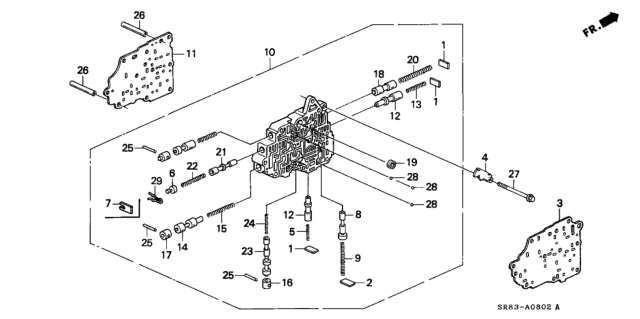 1995 Honda Civic AT Secondary Body Diagram