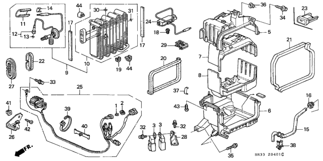 1994 Honda Civic 3 Door SI (ABS) KA 5MT A/C Unit Diagram