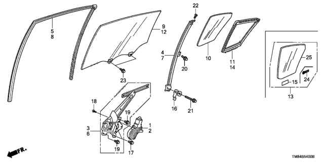 2012 Honda Insight Motor Assembly, Window Diagram for 72255-SZH-003