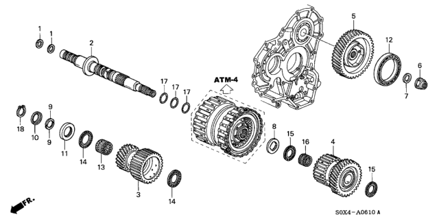 2000 Honda Odyssey 5 Door EX (NAVIGATION) KA 4AT AT Secondary Shaft (4AT) Diagram