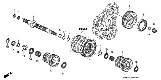 2000 Honda Odyssey AT Secondary Shaft (4AT) Diagram