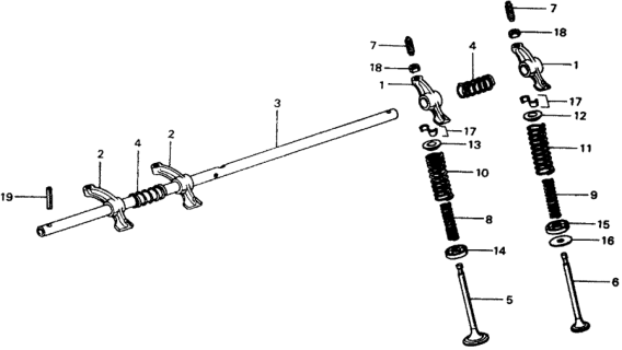 1975 Honda Civic Valve - Rocker Arm Diagram