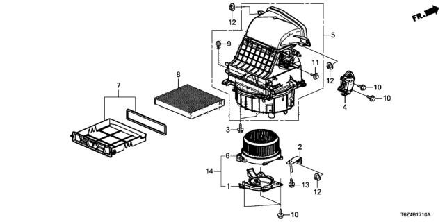 2017 Honda Ridgeline 4 Door RTL (2WD) KA 6AT Heater Blower Diagram