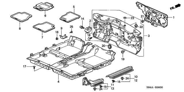 2002 Honda Accord Floor Mat Diagram