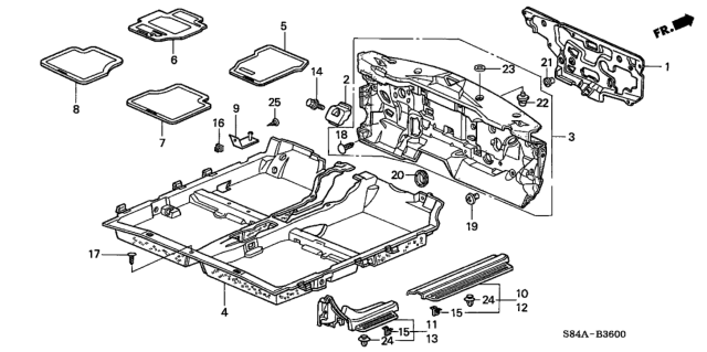 2002 Honda Accord Floor Mat *YR168L* (LIGHT TAUPE) Diagram for 83301-S87-A30ZB