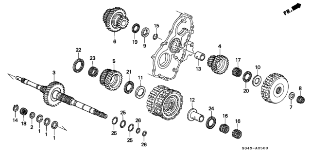 1996 Honda Civic AT Mainshaft (A4RA) Diagram