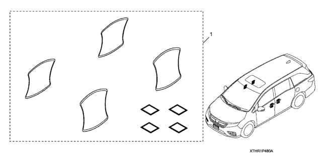 2021 Honda Odyssey 5 Door EXL (HPPG 10AT) KA XAT Door Handle Film Diagram