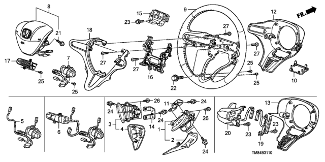 2014 Honda Insight Steering Wheel (SRS) Diagram