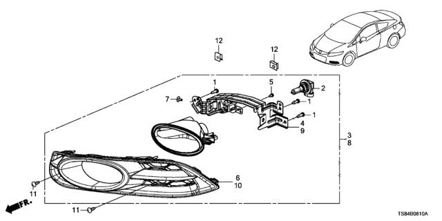 2013 Honda Civic Garn.,L Diagram for 33961-TS8-A01