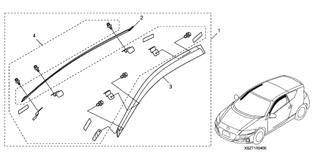 2016 Honda CR-Z 3 Door EX KA CVT Door Visor Diagram