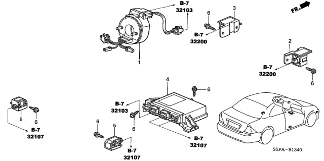 2005 Honda Civic SRS Unit Diagram