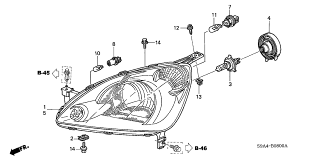 2003 Honda CR-V Headlight Diagram