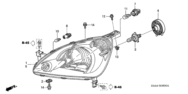 2004 Honda CR-V Headlight Diagram