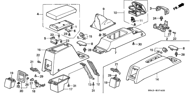 1995 Honda Civic Cup Holder (Excel Charcoal) Diagram for 83416-SR3-013ZC