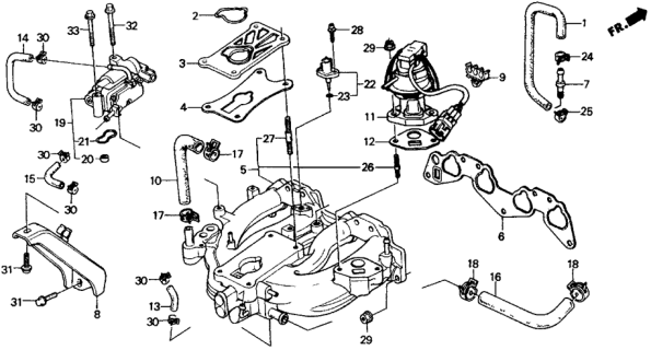 1990 Honda CRX 2 Door DX KA 5MT Intake Manifold Diagram