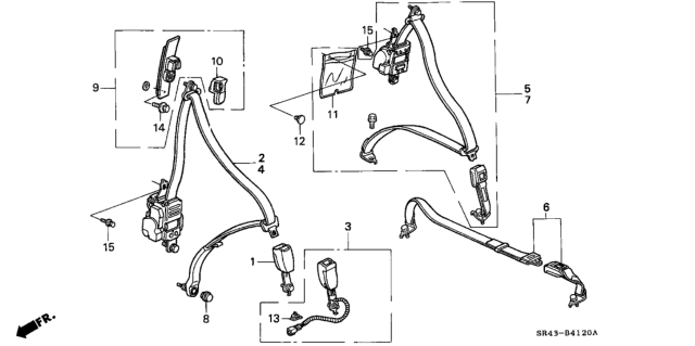 1993 Honda Civic Buckle Set, L. FR. Seat Belt *YR150L* (MYSTIC BROWN) Diagram for 04816-SR4-305ZF