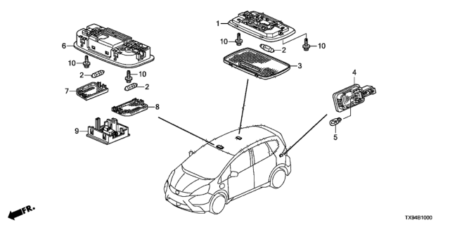 2013 Honda Fit EV 5 Door STD KL 1AT Interior Light Diagram