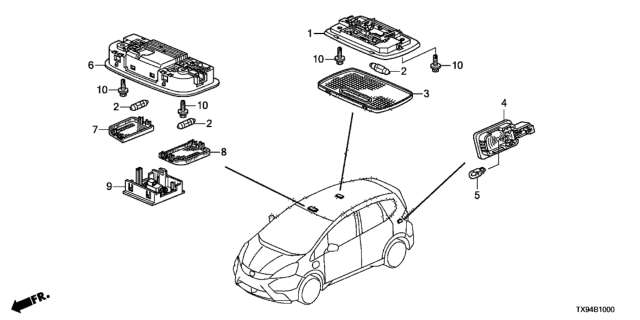 2014 Honda Fit EV Interior Light Diagram