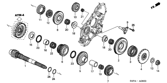 2005 Honda Civic AT Countershaft Diagram